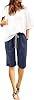 WOSJKDJ Cotton Shorts for Women Loose Fit Knee Length Bermuda Shorts Relaxed Fit Summer Running Lounge Shorts with Pockets A-Dark Blue
