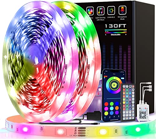 130ft Led Lights USTO Music Sync Color Changing Led Strip Lights Led Lights Strip with Phone App Control and Remote Led Lights for Bedroom Living Room Party Home Decoration