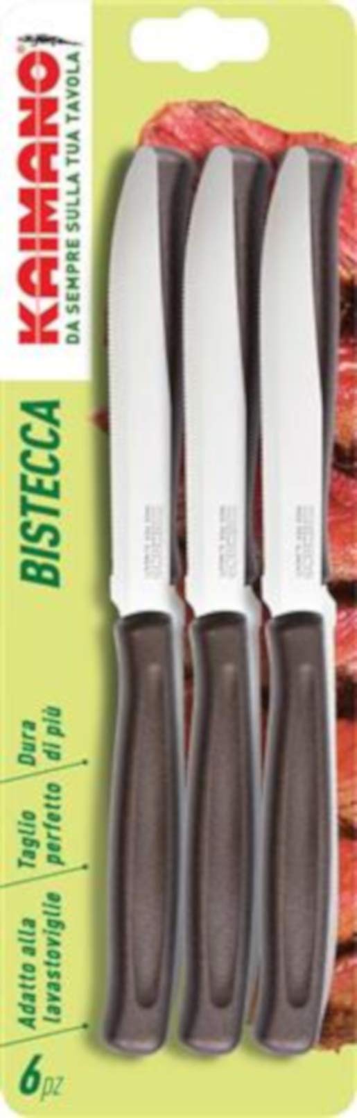 Kaimano 6 Coltelli Da Tavola In Acciaio Inox – Lama Da 11 Cm Con Punta Arrotondata, Manico Colorato Marrone, Set Da 6 Pezzi - 5