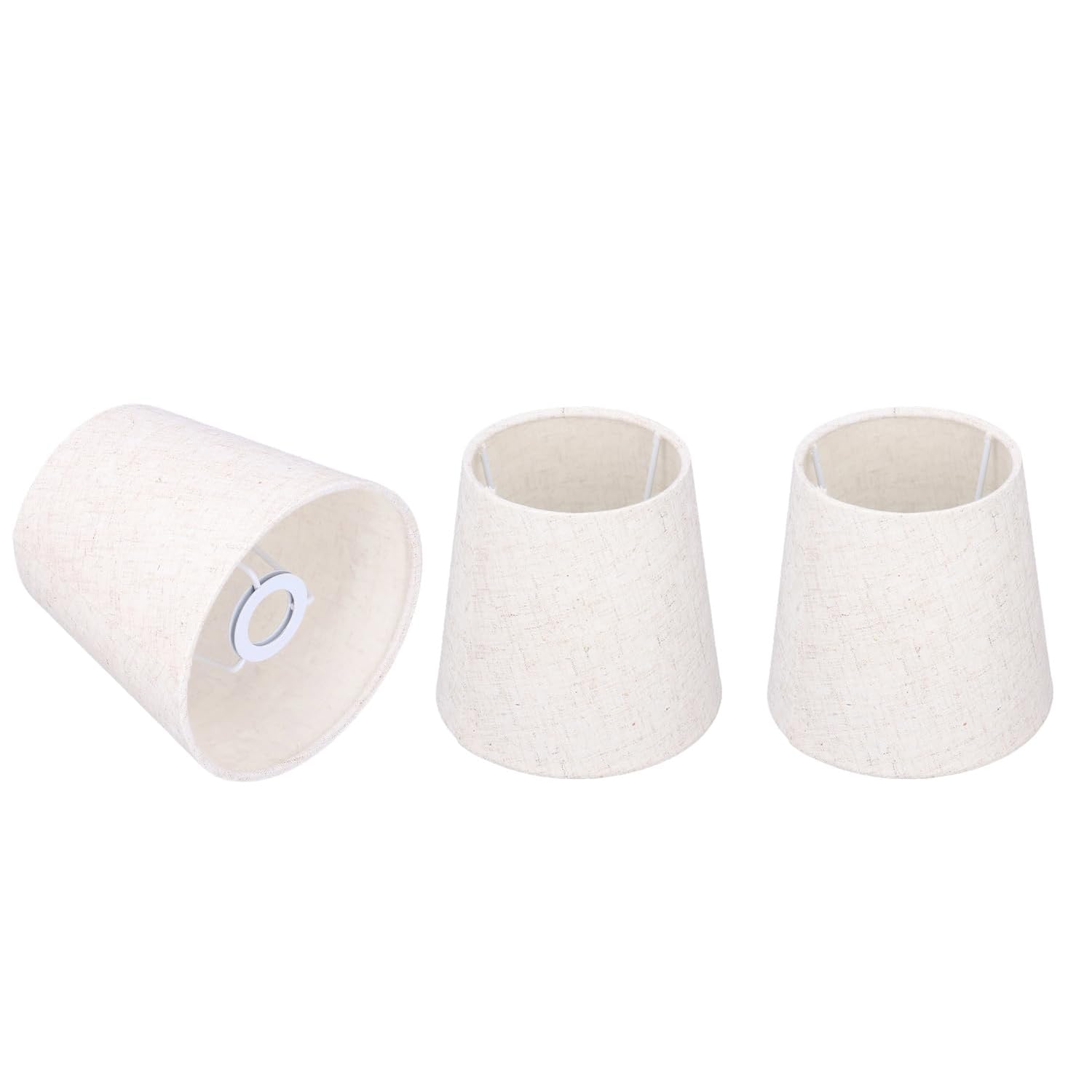 3 Pcs Fabric Lampshade, 15 x 14 x 11cm E14 Linen Chandelier Lamp Shades Modern Small Droplight Wall Lamp Shade for Wall Ceiling Table