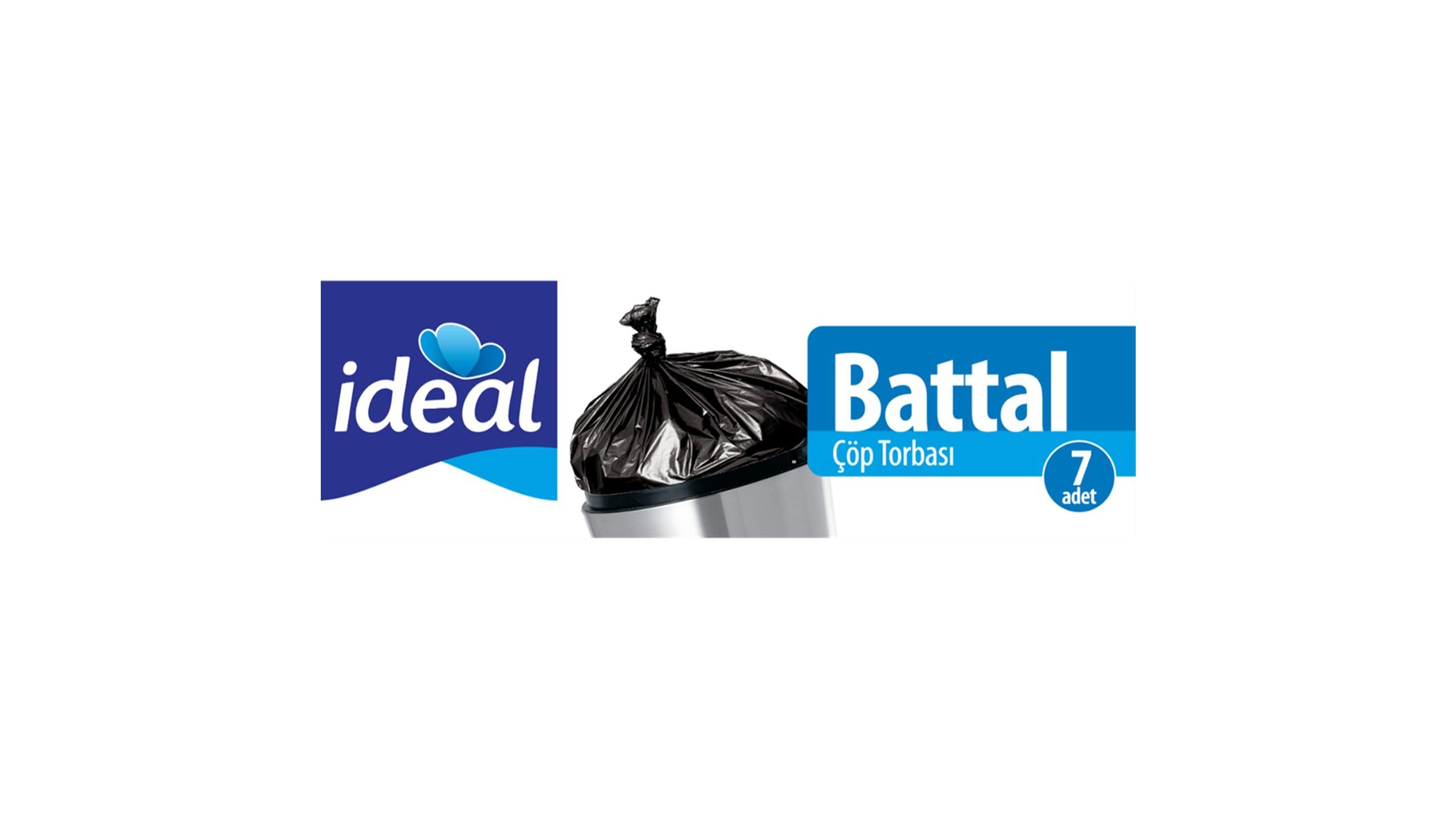İdeal Battal Boy Çöp Poşeti 7'li 70x95 cm, Sızdırmaz Yırtılmaz Battal Boy Çöp Torbası, Geri Dönüştürülebilir Atık Torbası, Restoran, Kafe, Ofis, İşyeri, Ev, Mutfak için Güçlü Çöp Poşeti Torbası