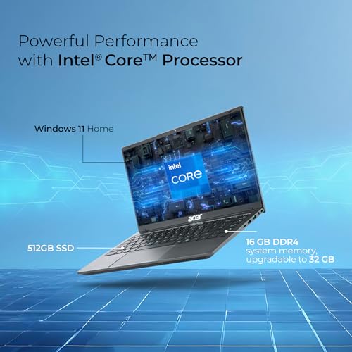 Image of Acer Aspire 3,13th Gen, Intel Core i5-1334U Processor, 16 GB RAM, 512 GB SSD, Full HD IPS, 14.0 inch /35.56 cm, Win 11 Home, MS Office,Steel Gray, 1.45 kg, A324-53, Backlit Keyboard,Thin and Light Laptop
