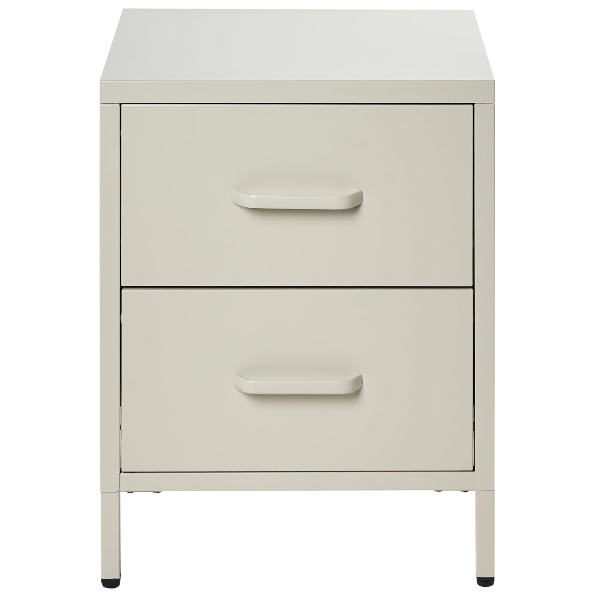 Beliani Comodino moderno in metallo beige chiaro con maniglie e 2 cassetti