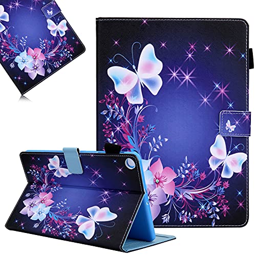 Hülle für Samsung Galaxy Tab A8 10,5 Zoll 2021 (SM-X200 / X205), LCHDA Gemalt PU Ledertasche Leicht Smart Cover Folio Klapp Ständer Magnetisch Schutzhülle mit Auto Schlaf/Wachen - Bunte Schmetterling Cover