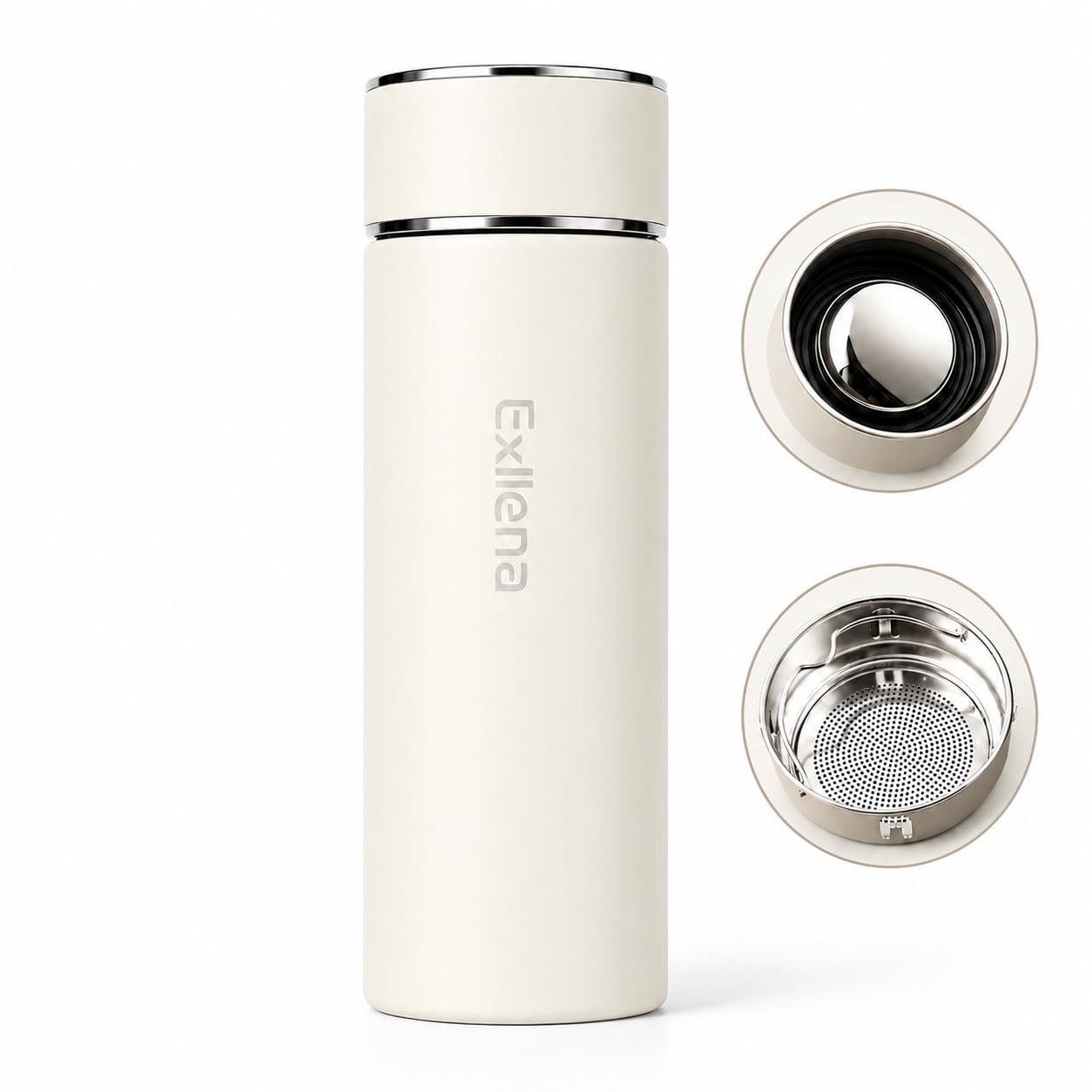 【Upgraded】 Exllena Small 500ml Water Bottle for Handbag – Small Flask for Hot & Cold Drinks, Perfect Small Insulated Water Bottle for Travel, Milk, Coffee...(Beige) — image 1