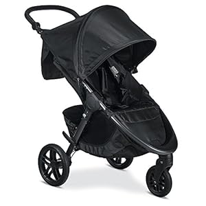 Britax B-Free Stroller, Cool Flow Grey – All Terrain Tires – Adjustable Handlebar – One Hand Fold – Large UV50 Canopy