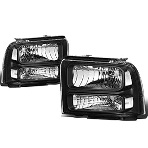 DNA MOTORING Headlamps Headlight Assembly Compatible With 05-07 Ford F250-350 F450 F550SD, Black/Clear, HL-OH-FSD05-BK-CL1