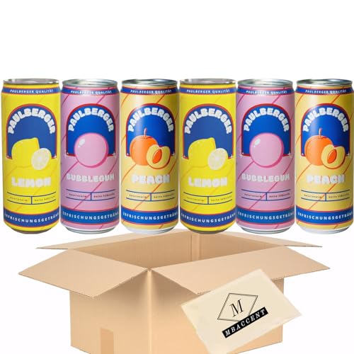 2x Paulberger Limo Set mit neuer Sorte! Paul Berger iCrimax Lemon Bubblegum Peach 6 x 330ml inkl. 1 50 Pfand Einweg by MBAccent + MBAccent Sticker