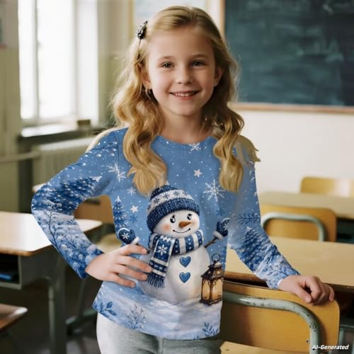 Image of Renewold Boys Girls Tees Kids T-Shirt Long Sleeve Crewneck T Shirts Casual Athletic Tops Clothing for Home School Travel