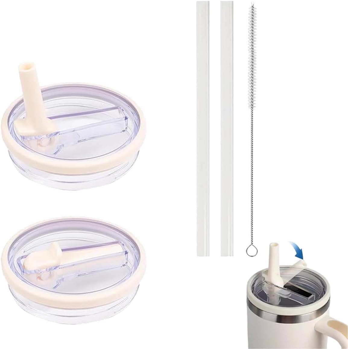 2 Pack 40 oz Tumbler Flip Straw Lid Replacement – Spill Proof & Splash Resistant Cover for Stanley Quencher – Reusable Accessories for Stanley 40 oz Cup