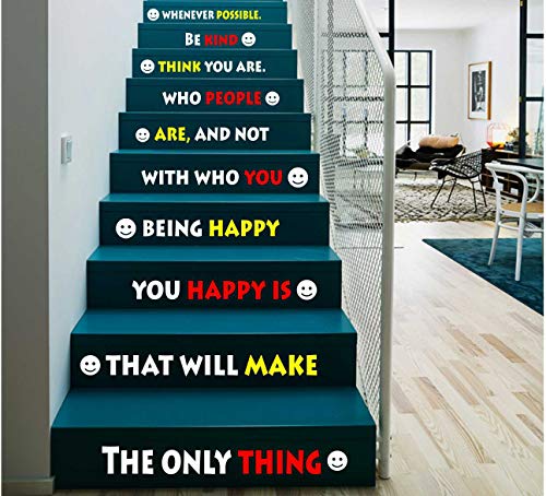 Image of CVANU Letters Wall Decor Stickers Stair Decals Quotes Stairway Decals Quote Steps Vinyl Stickers Lettering Family Staircase Decal Multicolor (Stairs-pg 49)