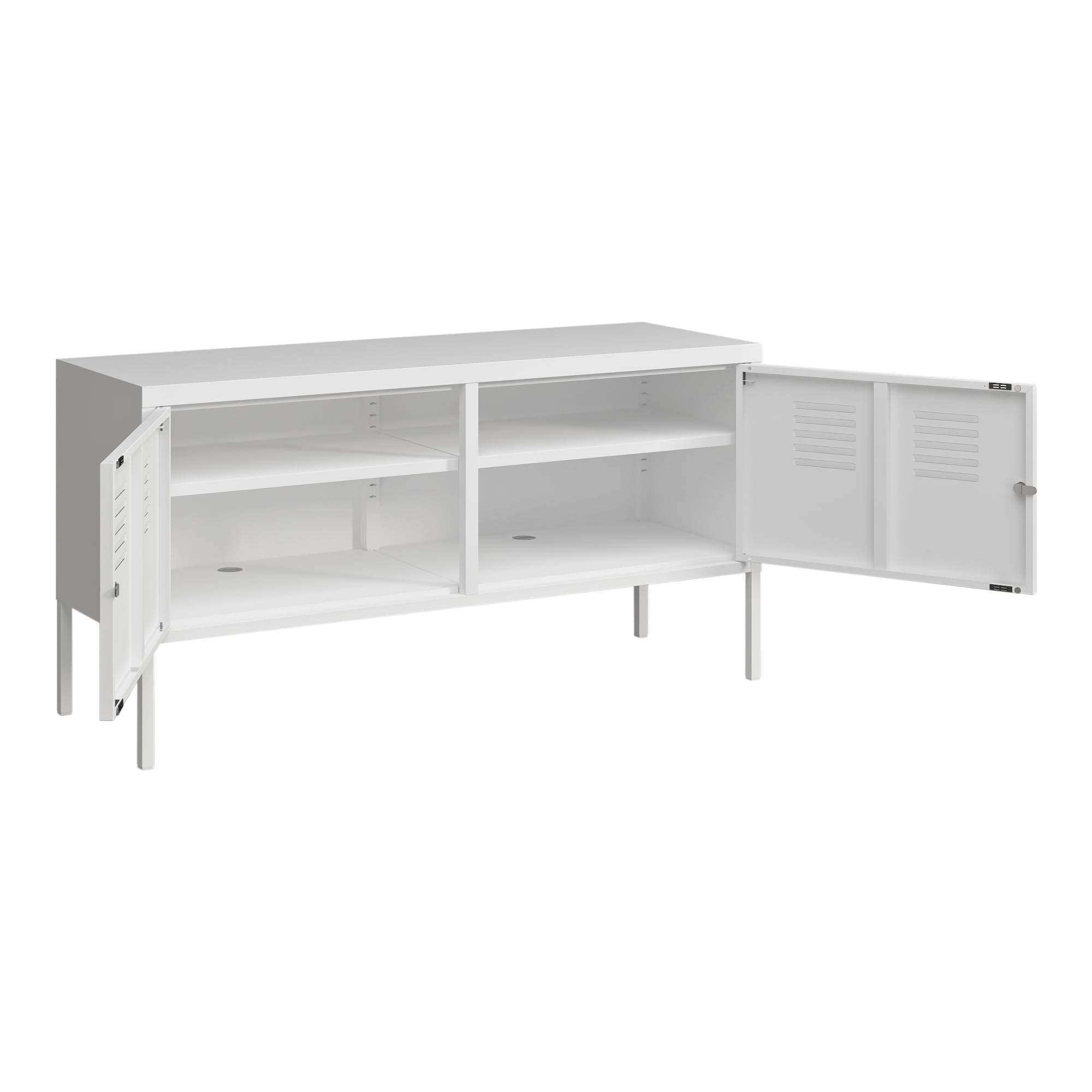 [en.casa] Sideboard Pyhtää Metallschrank Büroschrank 118x40x60cm Wohnzimmerschrank Aktenschrank Weiß abschließbar