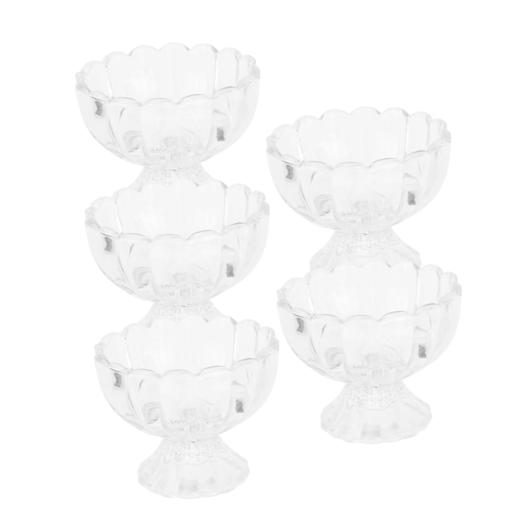 5 Coppe Gelato in Vetro a Forma di Loto, 150ml, Riutilizzabili, Facili da Pulire, per Dessert e Pudding