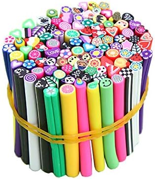 HUYURI 100pcs 3D Nail Art Fimo Canes Stick Rods Polymer Clay Stickers Decoration DIY