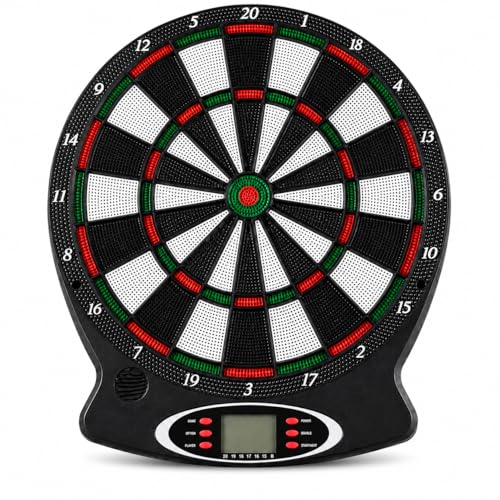 Electronic Dart Board Game 43cm with LCD Digital Scoring Display Battery Operated Soft Tip Dartboard for Kids Adults Family Indoor Games Room Party Fun (43cm)