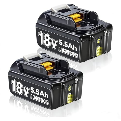 2 X 18V 5500mAh Ersatzakku für makita 18V Akku Li-ion BL1850 BL1850B BL1830 BL1860B BL1845 BL1835 BL1815 194205-3 LXT-400 BL1860 5.5Ah Akku with LED Werkzeugakku