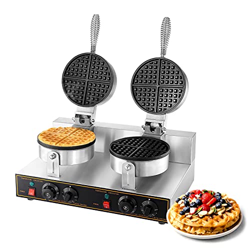 DynaLiving Commercial Waffle Maker Double Heads Waffle Maker Machine