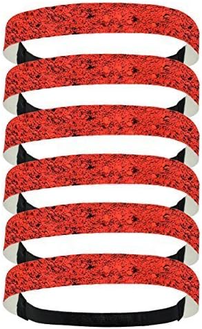6 Pack: Glitter Headbands 3/4" Elastic Back Multiple Colors Available (One Size, Red)