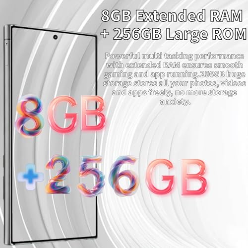 Image of C24 Ultra Unlocked Phone, 8GB+256GB Large Storage Smart Phone, | Android 14 Cell Phone, 6800 mAh Battery, 6.8-inch /5G Dual SIM [Works with T-Mobile, AT&T] Gray