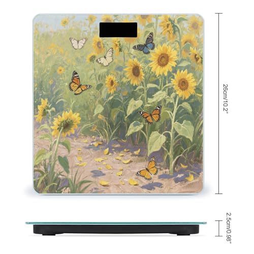 Báscula digital de baño con diseño girasoles 400lb miniatura 2