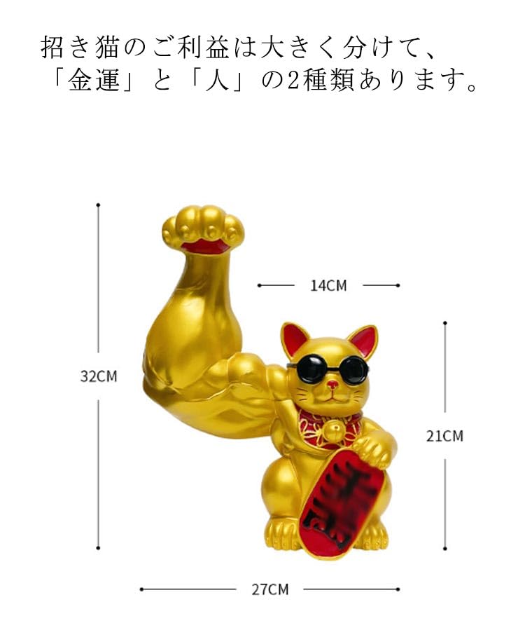 Amazon.co.jp: 力持ち招き猫 ラッキー猫 ビッグサイズ 大きい