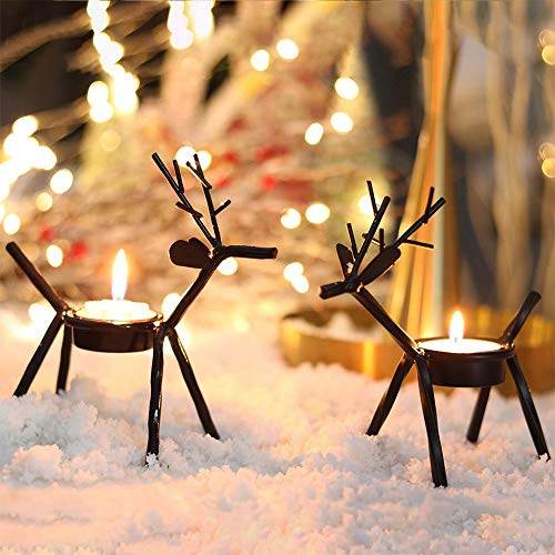 Besseek 6Pcs Reindeer Tealight Candle Holders, Holiday Metal Candlestick Black Tea Light Stands, Christmas Decoration For Home, Table, Fireplace, Window For Thanksgiving, Halloween, Christmas, New Year Party thumb #1