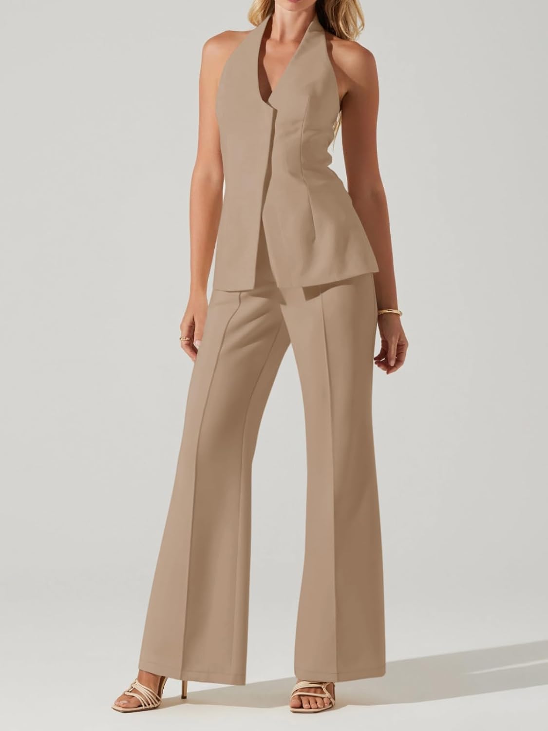 NIMIN Pants for Women Business Casual Flared Leg Work Dressy Trousers High Waisted Bootcut Office Slacks 2026 Fashion Outfits with Pockets Khaki Small - Image 7