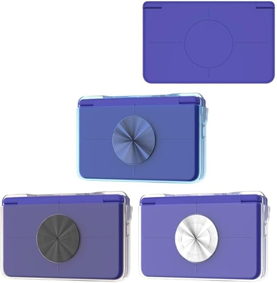 Whychstore Shockproof PC Case for Retroid Pocket Flip 2, Hard Shell Cover with Scratch-Resistant Protection, Transparent Grey Blue