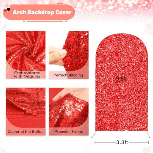 Image of Graduation Arch Backdrop Cover 6.6Ft Spring Wedding Red Arch Cover Balloon Arch Background Stand Cover Party for Bridal Shower Birthday Background Decoration