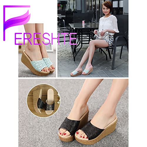 fereshte Women's Hollow Out Flower Sandals Platform Slide Open Toe Leather3