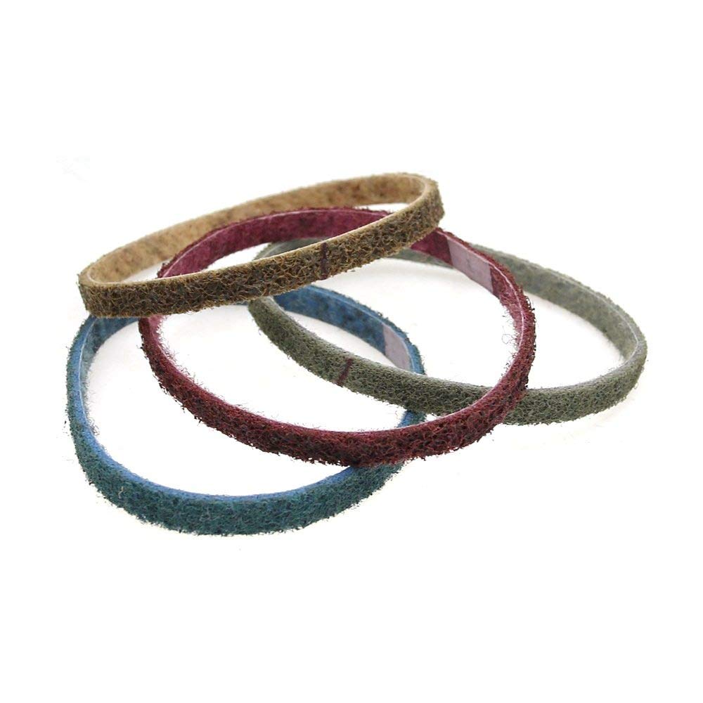 12 pezzi 330/457/520 mm Nastro abrasivo in nylon non tessuto da grossolano a fine per sbavatura di strisce metalliche in acciaio inossidabile, rosso P240, 330 x 10 mm