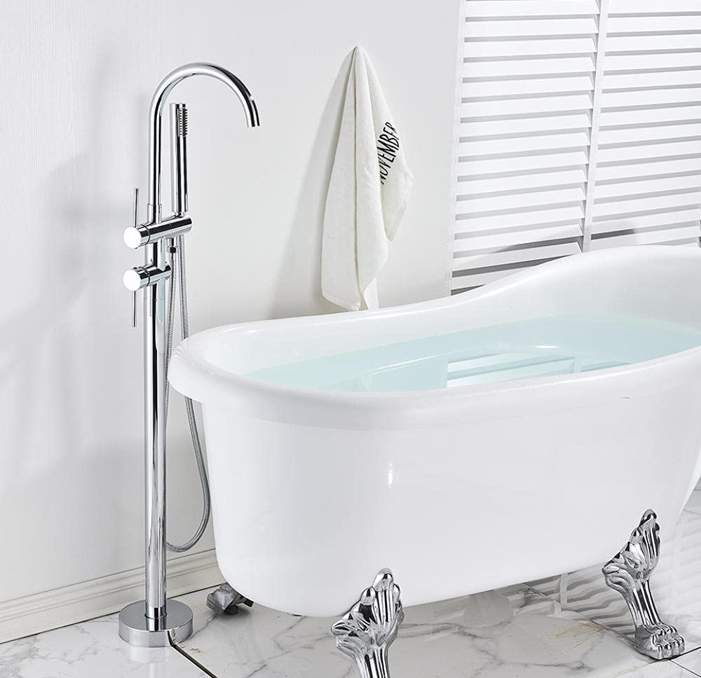 ASerZenith Bathtub Faucet Set Floor Standing Bath Mixer Tap Dual Handle Shower Bathtub Tap for Bathroom Faucets(Chrome)