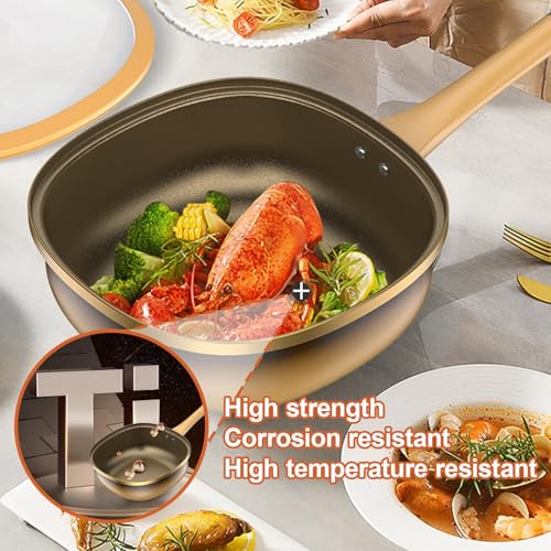 Wok titanio de 12 pulgadas con tapa y mango frío miniatura 5