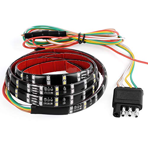 YITAMOTOR 60 inches LED Truck Tailgate Light Bar Strip, Double Row, Flexible Red White Reverse Stop Turn Signal Running Lights Stip for SUV RV VAN Trailer Pickup Car Towing Vehicle, No-Drill