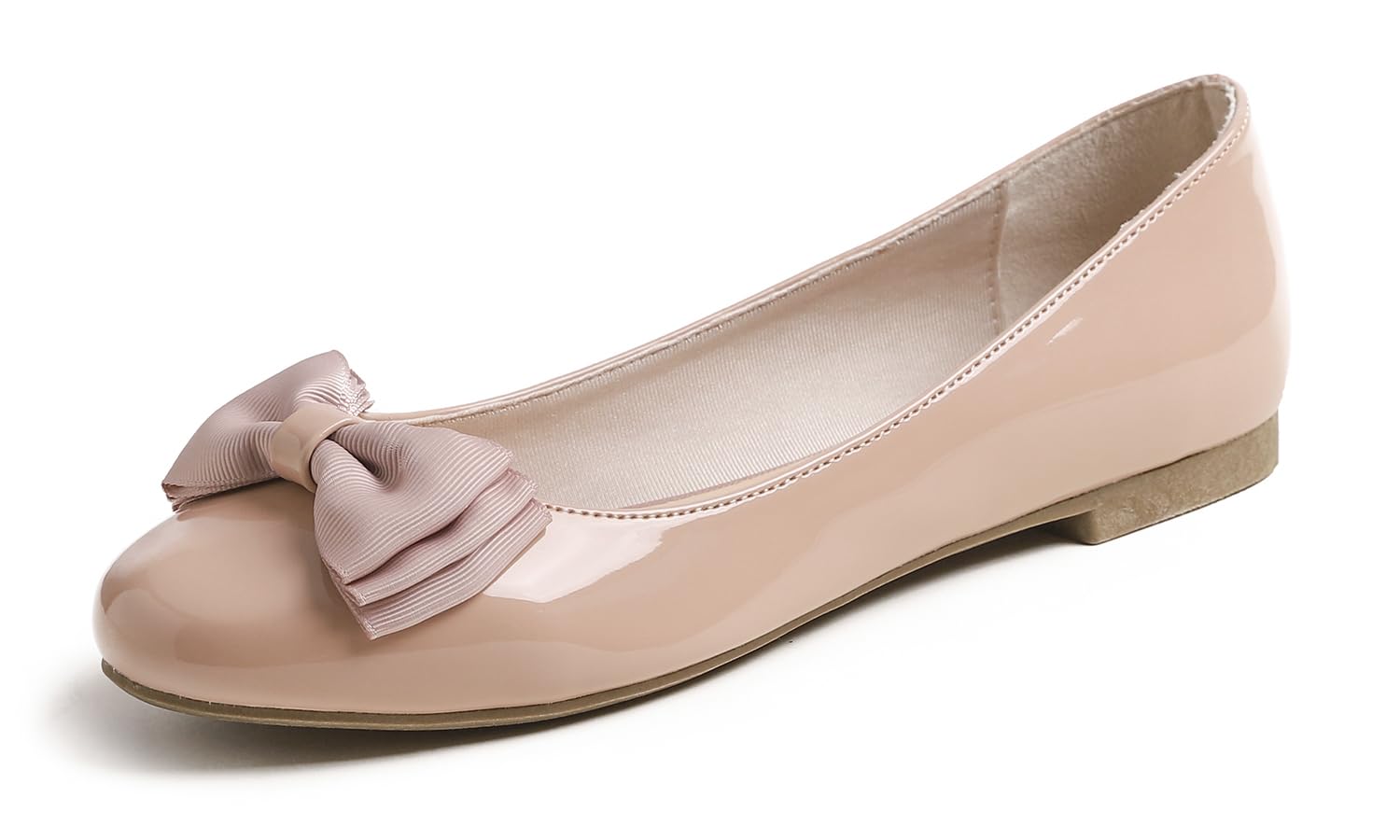 Feversole Macaron kleurrijke platte gelakte ballerina, traagschuimkussen, binnensok, Glitter ros goud, 41 EU
