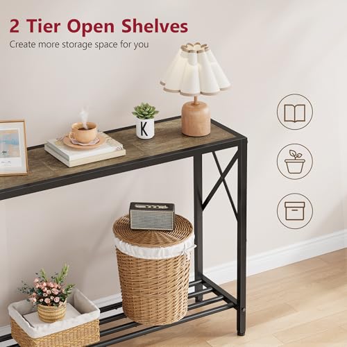 image for Tajsoon Console Table 41.8”, 2-Tier Industrial entryway Table, Narro