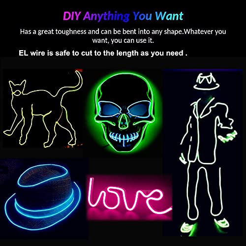 Image of dobestyou 7-Pack EL Wire, 16.4Ft Neon Glow Electroluminescent Wire (Red /Blue /Purple /Orange /Green /Pink /White), Perfect for DIY Designs and Various Holiday & Party Decorations