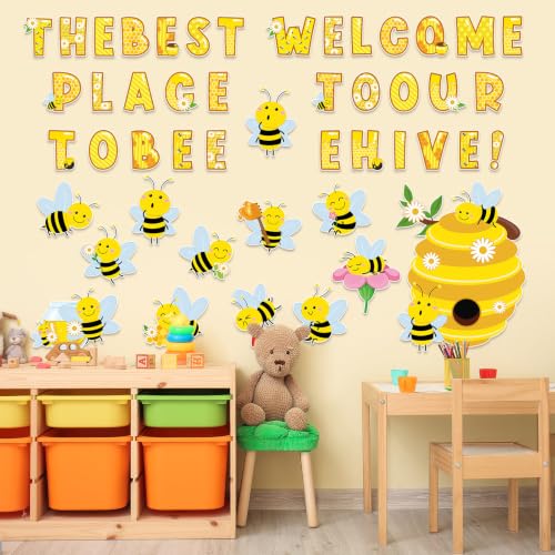 Image of Bee Bulletin Board Decorations Set Bumble Bee Classroom Decoration Sunflower Hive Cutouts Cutouts for Spring Summer Office Classroom Home Wall Decor