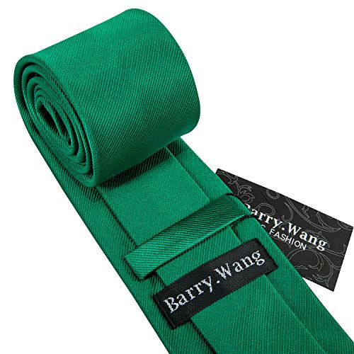 Image of Barry.Wang Plain Men Silk Ties Extra Long Satin Necktie for Wedding Business Handkerchief Cufflinks Set Solid Colors