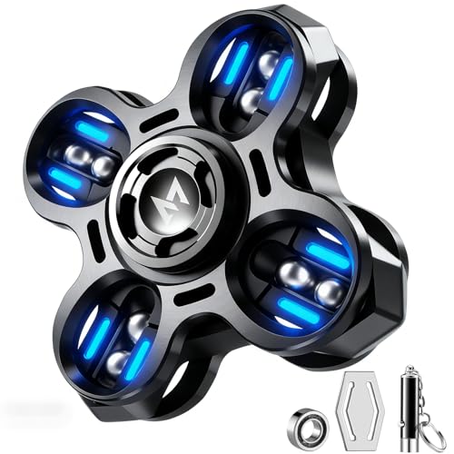 Image of Fidget Spinners,2 in 1-Tuning Fork Fingertip Fidget Spinner Gifts for Adults Stress Anxiety ADHD Relief Fidgets, Metal Finger Hand Spinner with Luminous, Absorb Solar Light Then Release in Dark