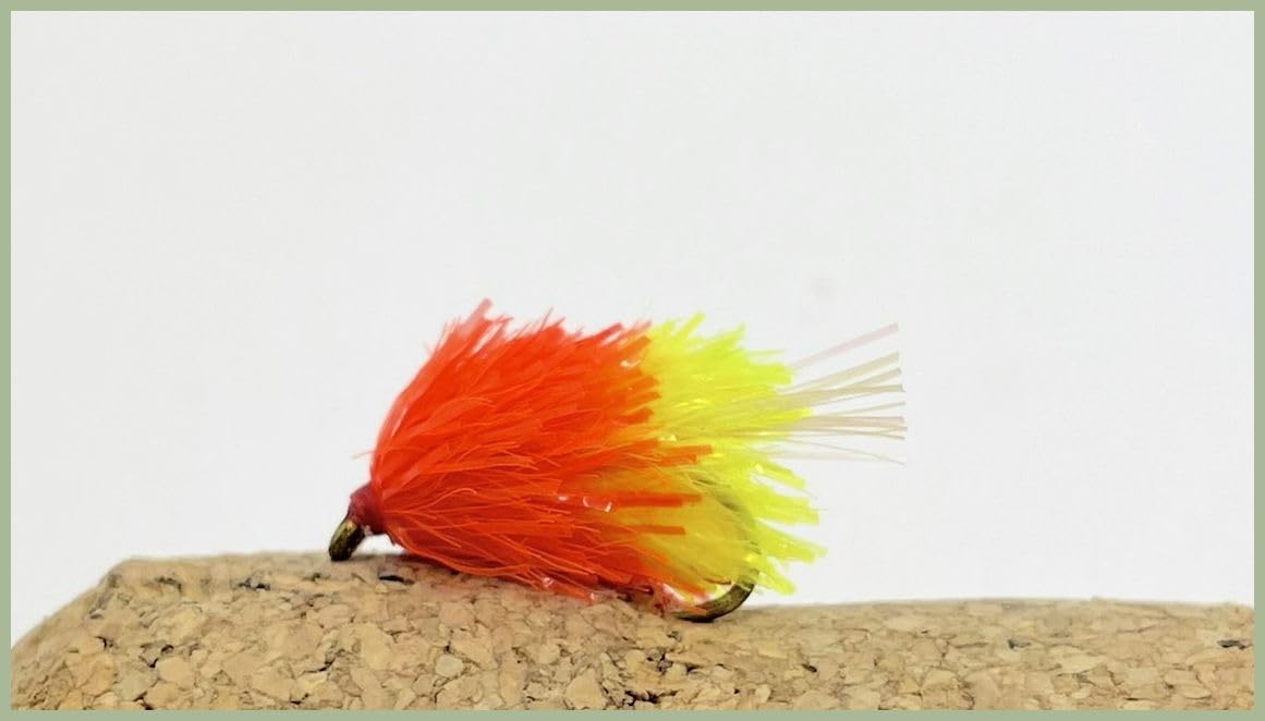 Barbless Orange/Chartreuse Blob- UV Tail Trout Flies, Size 10 Lures, FAB Flies, Choose quantity still water favourites, great movement (3)