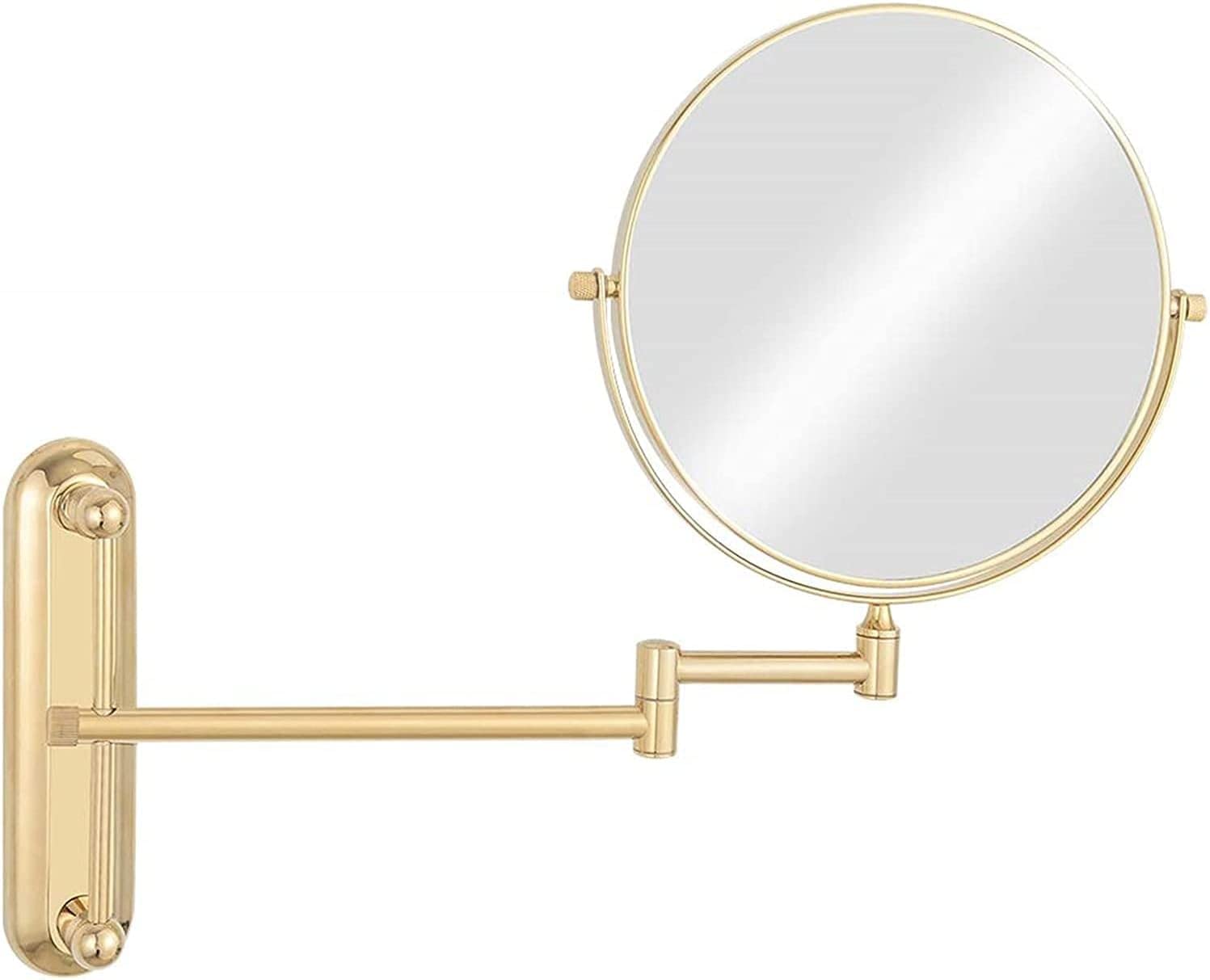 Miroir de maquillage mural double face pivotant 360° doré haut de gamme