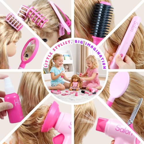 Image of GAGAKU Hair Salon Toys for 3-8 Year Old Girls, Pretend Play Beauty Set with Sound Hair Dryer, Curling Iron, Straightener & Styling Accessories, Role Play Gift for Kids Age 4 5 6 7