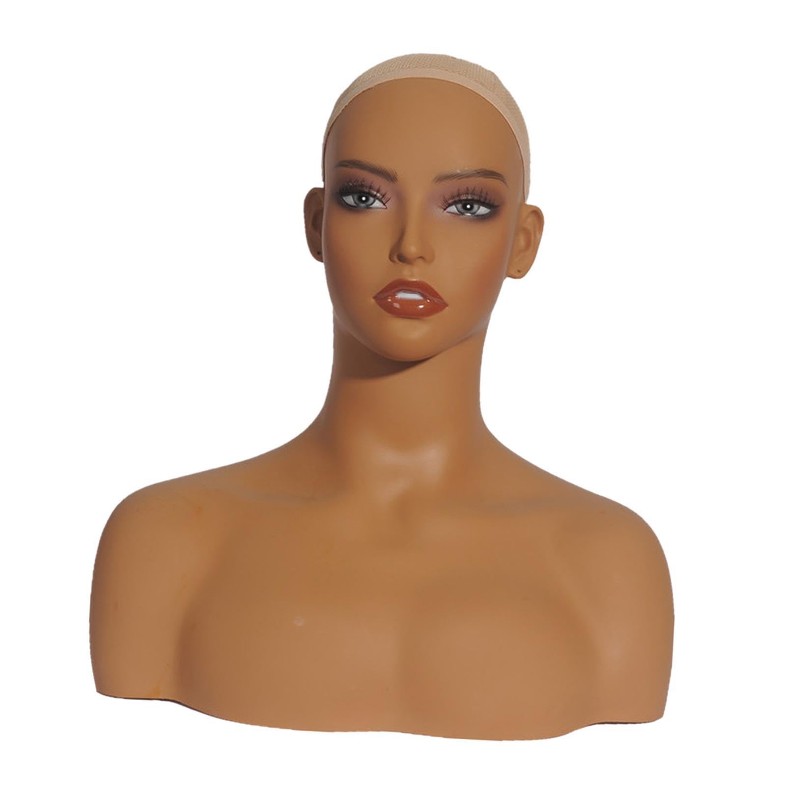 Qlecxzi Women's Stylish Realistic Mannequin Bust Head With Shoulder For Effective Display Of Wigs And Beauty Items And Other Beauty Accessories. Mannequin's Long