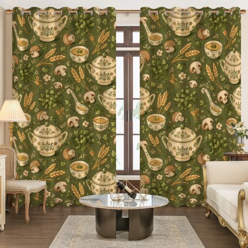 Rideaux occultants vert automne rustique | Tissu isolant haut de gamme - 5