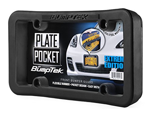 BumpTEK Plate Pocket (Extreme Edition) - The Thickest, Toughest, All Rubber Front Bumper Guard, Front Bumper Protection, License Plate Frame. Flexible Rubber Cushions Parking Bumps!