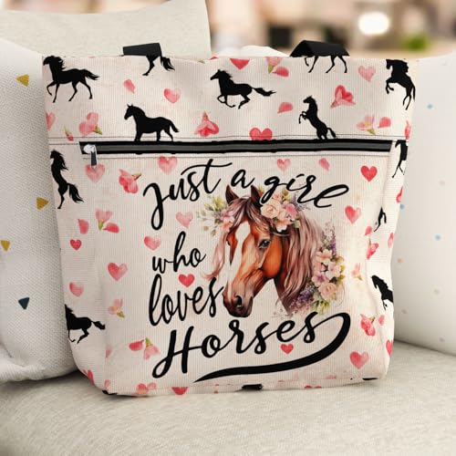 Image of 84hoods Large Tote Bag for Women. Waterproof Bag with Pockets and Zipper. Gift for Horse Lover.