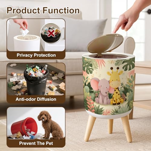 Caneca de basura con tapa diseño animales 7L miniatura 6