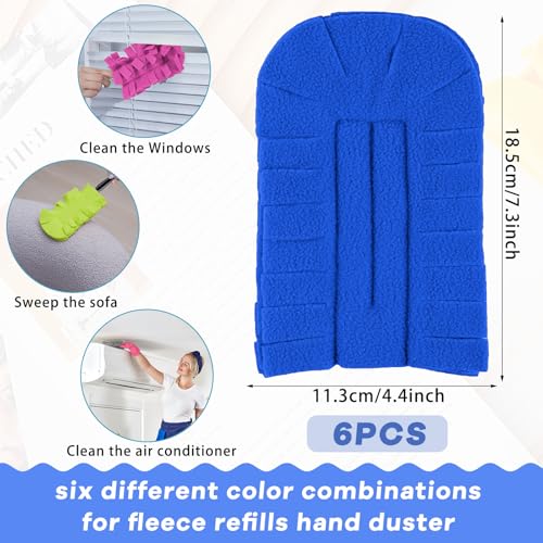 Image of Zubebe 6 Pcs Reusable Duster Refills Fleece,Elegant Color | Soft Polyester Fiber Flat Duster Refill Multi Surface Washable Cleaning Pad Tools for Home, Blinds, Car, Pet, Furniture, Fans