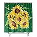 Mateju Wasserdicht Duschvorhang Anti-Schimmel, 3D Sonnenblume Motiv Duschvorhänge Waschbar Polyester Stoff Badvorhang mit 12 Duschvorhängeringen, für Badewanne und Bathroom (90x180cm,Grünes Blatt)